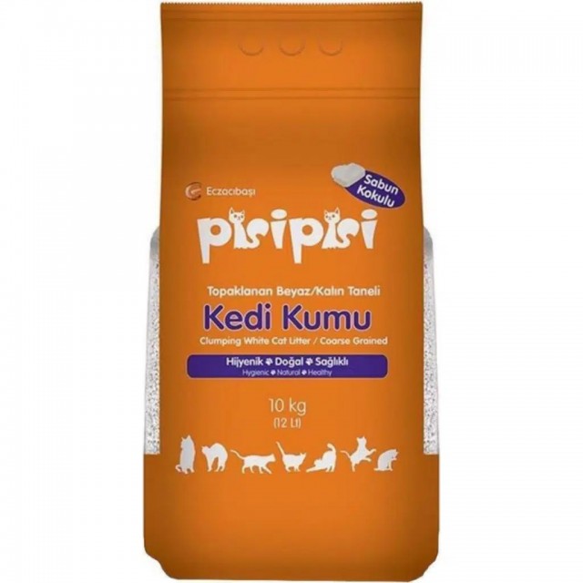 Pisipisi Sabun Kokulu Kalın Tane Bentonit Kedi Kumu 10 Kg