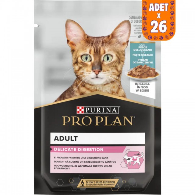 Pro Plan Delicate Sos İçinde Okyanus Balıklı Pouch Kedi Yaş Maması 26x85 Gr