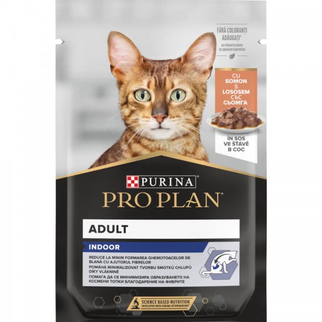 Pro Plan İndoor Sos İçerisinde Somonlu Yetişkin Kedi Yaş Maması Pouch 85 Gr