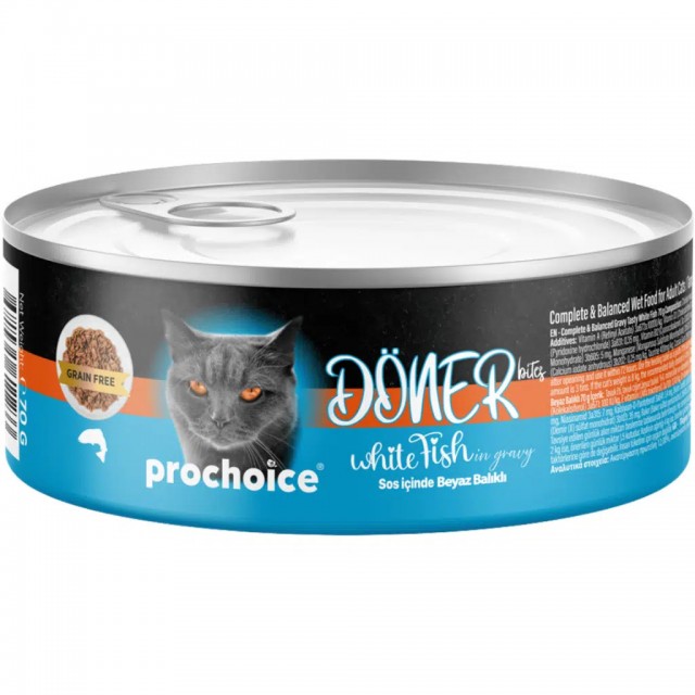 ProChoice Döner Bites Sos İçinde Beyaz Balıklı Yetişkin Kedi Konservesi 70 Gr