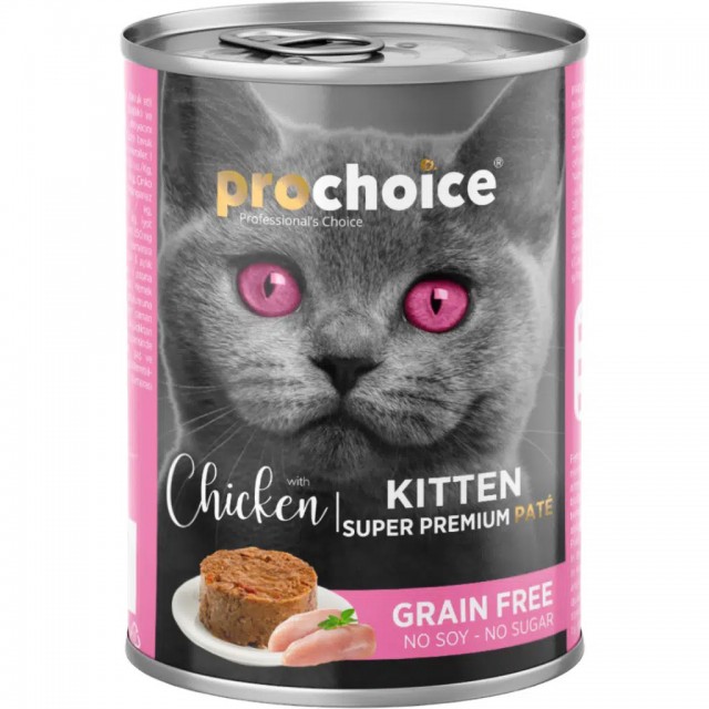 ProChoice Kitten Tavuk Etli Tahılsız Yavru Kedi Konservesi Pate 400 Gr