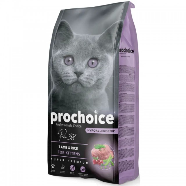 ProChoice Pro 38 Kitten Düşük Tahıllı Kuzu Etli Yavru Kedi Maması 15 Kg