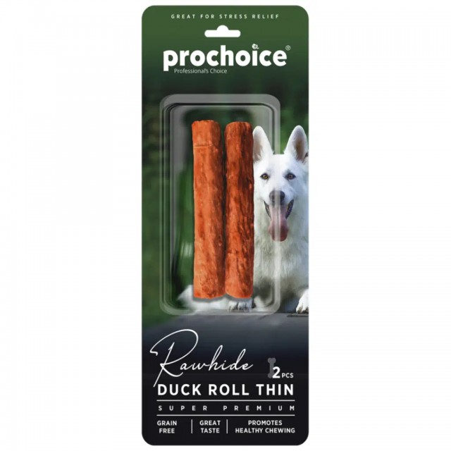 ProChoice Rawhide Duck Roll Thin, Ördek Derili Çubuk Köpek Ödülü 2 Li