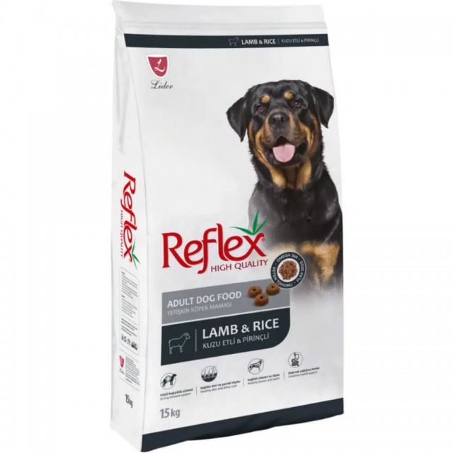 Reflex Kuzu Etli ve Pirinçli Yetişkin Köpek Maması 15 Kg