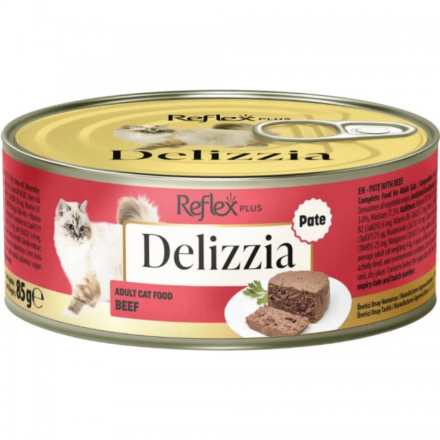 Reflex Plus Delizzia Kıyılmış Sığır Etli Yetişkin Kedi Konservesi Pate 85 Gr