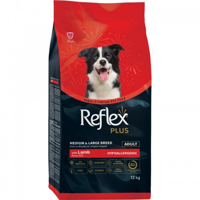 Reflex Plus Kuzu Etli Orta ve Büyük Irk Yetişkin Köpek Maması 12 Kg