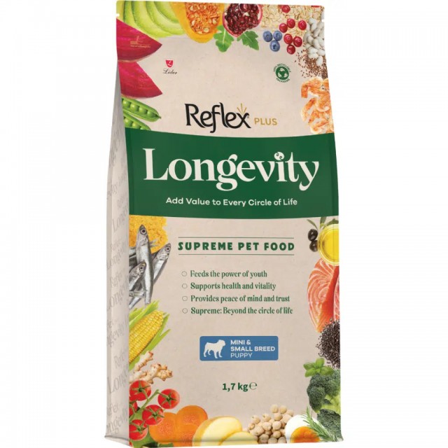 Reflex Plus Longevity Mini Small Breed Puppy Hipoalerjenik Mini ve Küçük Irk Yavru Köpek Maması 1.7 Kg