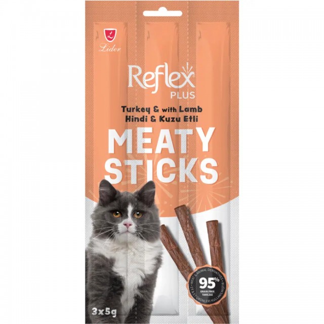 Reflex Plus Meaty Sticks Hindi ve Kuzu Etli Kedi Ödül Çubuğu 3x5 Gr