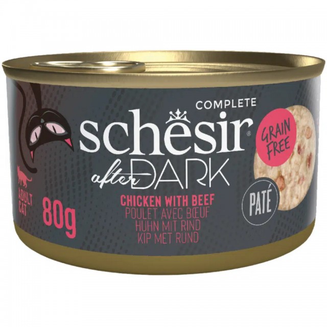 Schesir After Dark Tavuklu ve Sığırlı Pate Kedi Konservesi 80 Gr