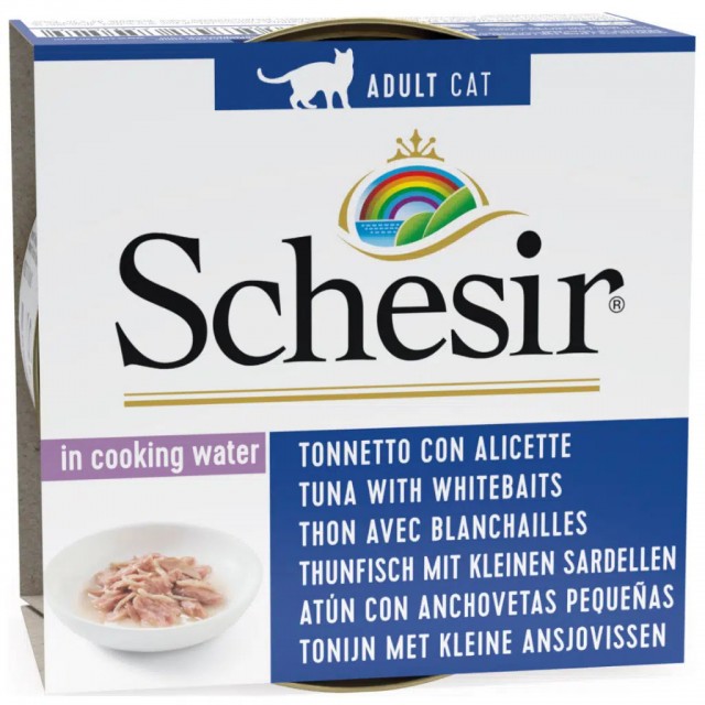 Schesir Cat İn Cooking Water Ton ve Ringa Balıklı Kendi Suyunda Doğal Kedi Konservesi 85 Gr