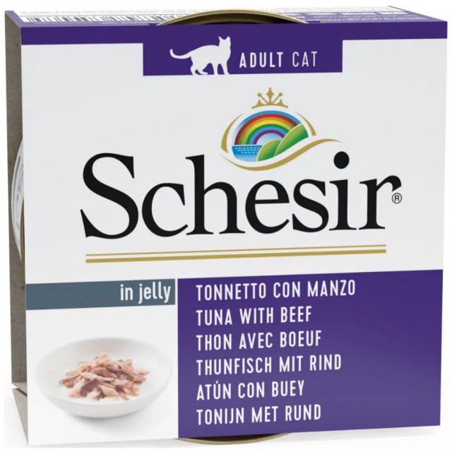 Schesir Cat Jelly Ton Balıklı ve Sığır Etli Kedi Konservesi 85 Gr