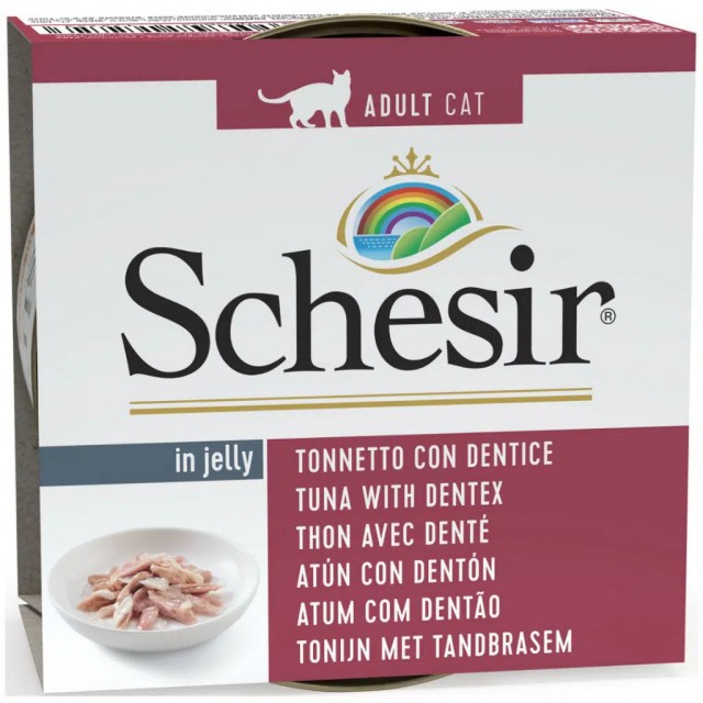 Schesir Cat Jelly Ton ve Sinarit Balıklı Jöle İçerisinde Kedi Konservesi 85 Gr