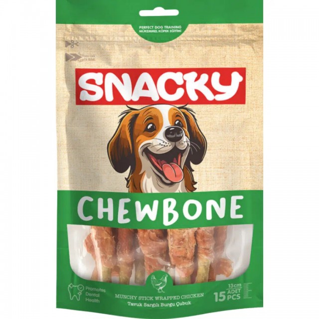 Snacky Munchy Tavuk Sargılı Köpek Ödülü 13 Cm 10 Lu Paket 120 Gr