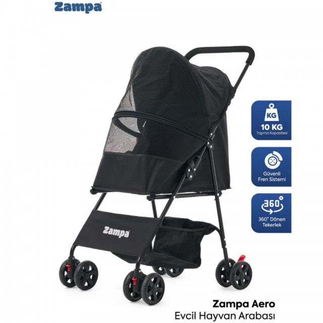 Zampa Aero Kedi & Köpek Arabası Siyah