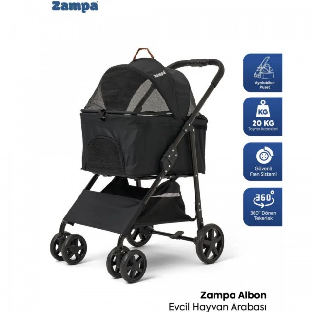 Zampa Albon Kedi & Köpek Arabası Siyah