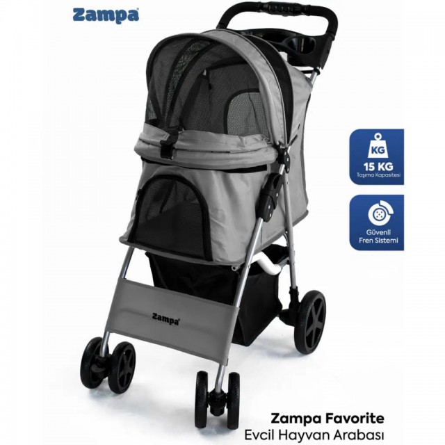 Zampa Favorite Kedi & Köpek Arabası Gri