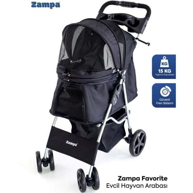Zampa Favorite Kedi & Köpek Arabası Siyah