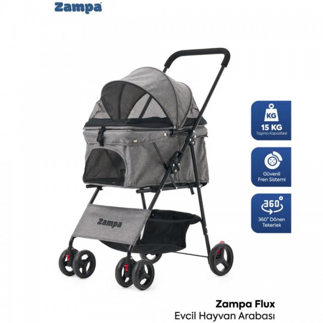 Zampa Flux Kedi & Köpek Arabası Gri