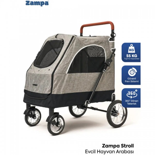 Zampa Stroll Kedi & Köpek Arabası Gri