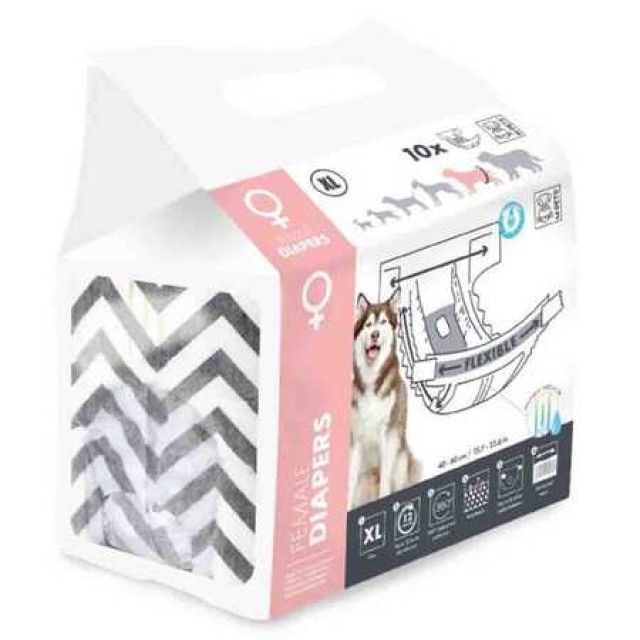 M-Pets Diapers Dişi Köpekler İçin Külot (XL) 10lu