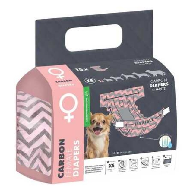 M-Pets Aktif Karbonlu Diapers Dişi Köpekler İçin Külot (XS) 15li