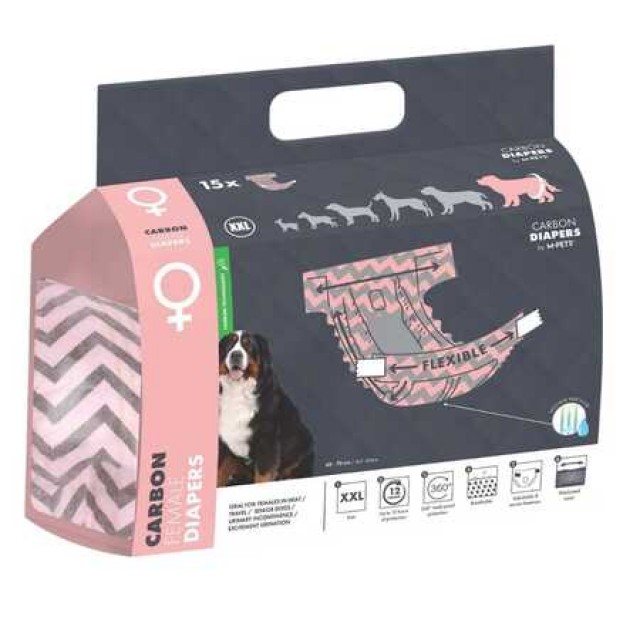 M-Pets Aktif Karbonlu Diapers Dişi Köpekler İçin Külot (XXL) 15li