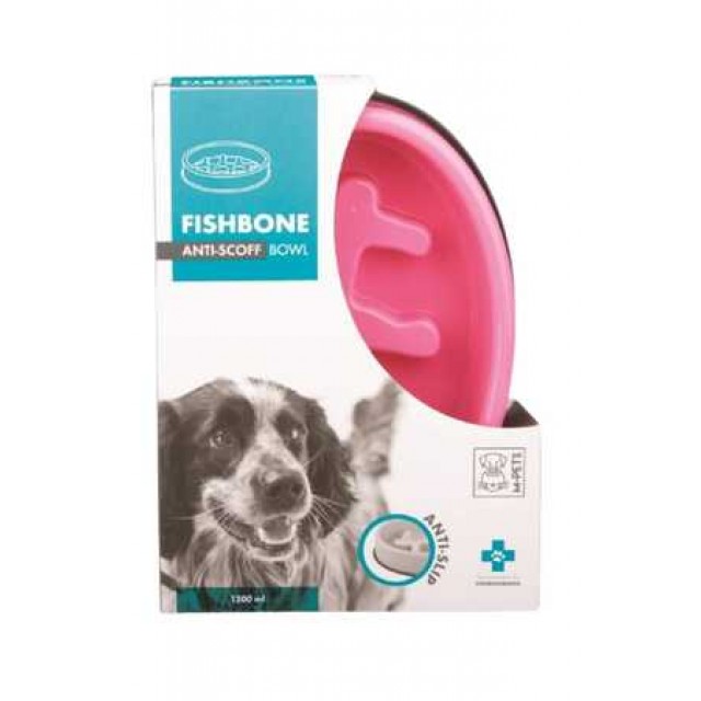 M-Pets Fishbone Yavaş Yeme Mama Kabı 1200ml Pembe