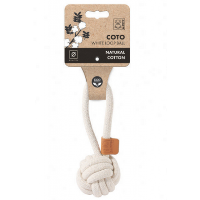 M-Pets Coto White Loop Ball Çekmeli Örgü Top Oyuncak 6,5cm