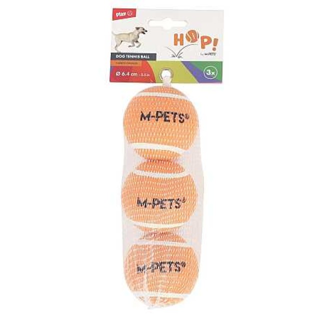 M-Pets HOP Tenis Topu 6.4cm Turuncu (3 Adet)