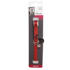 M-Pets Glitter Simli Zilli Kedi Boyun Tasması Silver/Red