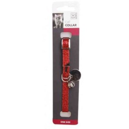 M-Pets Glitter Simli Zilli Kedi Boyun Tasması Silver/Red