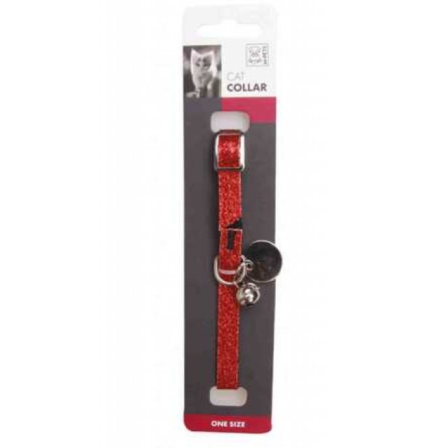 M-Pets Glitter Simli Zilli Kedi Boyun Tasması Silver/Red