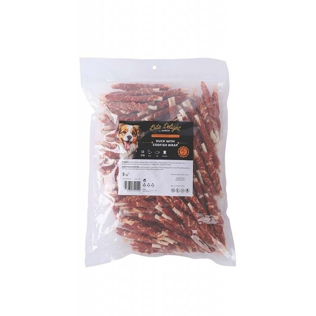 M-Pets Bite Delight Ördekli ve Morina Balıklı Sargılı Köpek Ödülü 13cm (2kg)