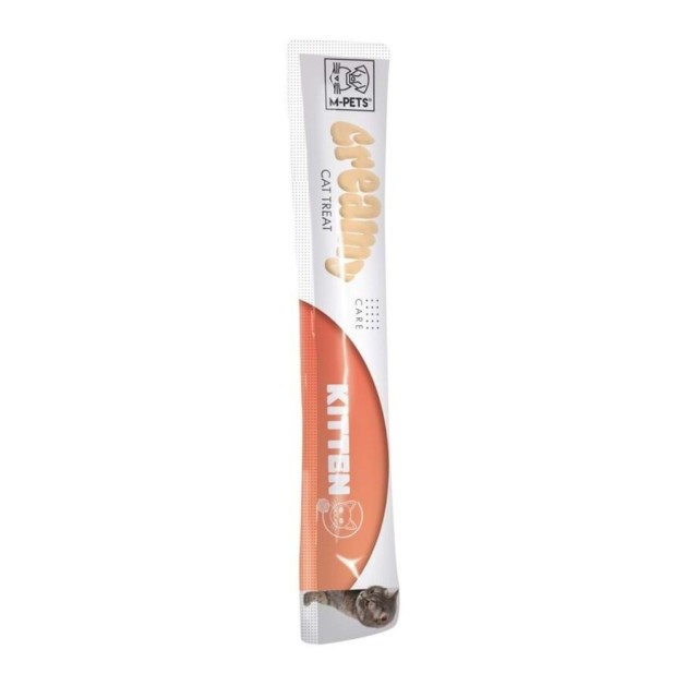 M-Pets Kitten Gelişim Destekleyici Ton Balığı ve Tavuklu Yavru Kediler için Krema Kedi Ödül Maması 4x15gr