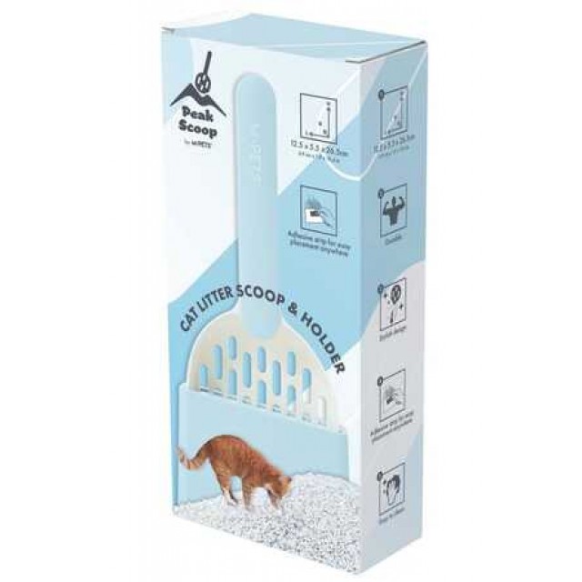 M-Pets Peak Kedi Kumu Küreği Seti Mavi-Beyaz