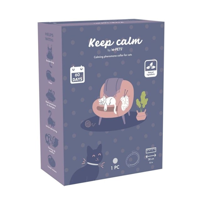 M-Pets Keep Calm Sakinleştirici Kedi Tasması Gri