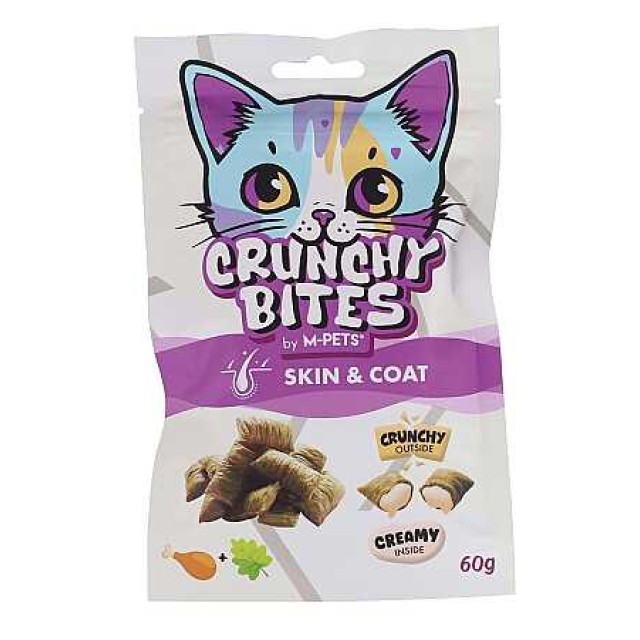 M-Pets Crunchy Bites Deri ve Tüy Sağlığı Destekleyici Tavuklu ve Kedi Otlu Kedi Ödülü 60gr