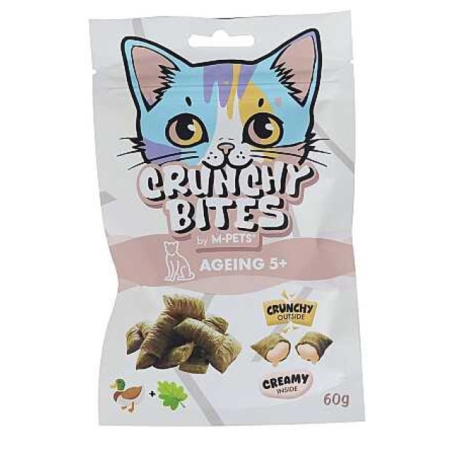 M-Pets Crunchy Bites Ageing 5+ Fonksiyonel Ördekli ve Kedi Otlu Kedi Ödülü 60gr