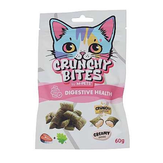 M-Pets Crunchy Bites Sindirim Sistemi Destekleyici Somon Balıklı ve Kedi Otlu Kedi Ödülü 60gr