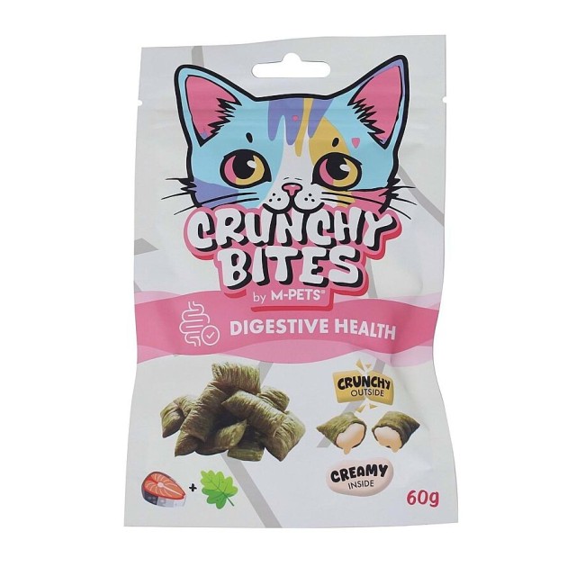 M-Pets Crunchy Bites Sindirim Sistemi Destekleyici Somon Balıklı ve Kedi Otlu Kedi Ödülü 60gr