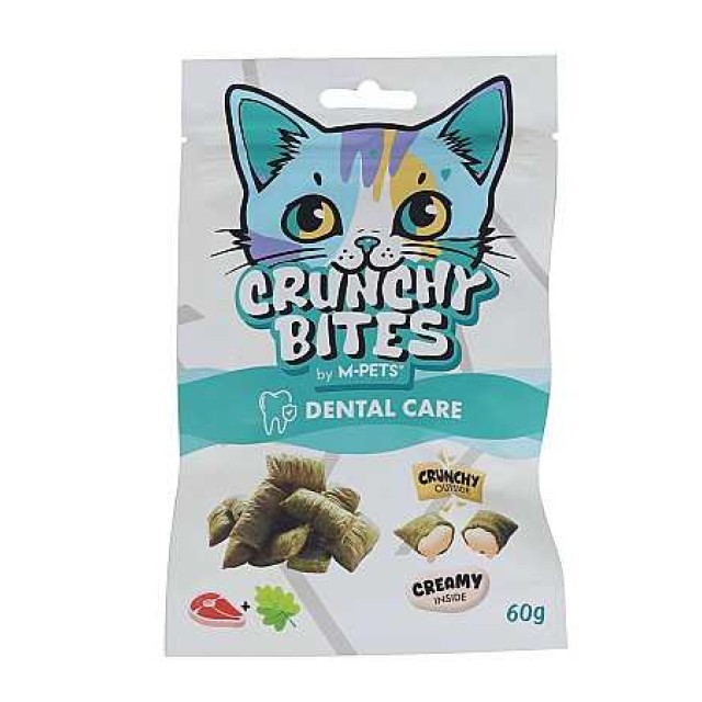 M-Pets Crunchy Bites Ağız ve Diş Sağlığı İçin Biftekli ve Kedi Otlu Kedi Ödülü 60gr