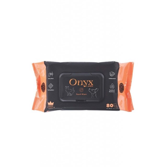 M-Pets Onyx Şeftali Kokulu Kedi ve Köpekler İçin Temizleme Mendili 80li