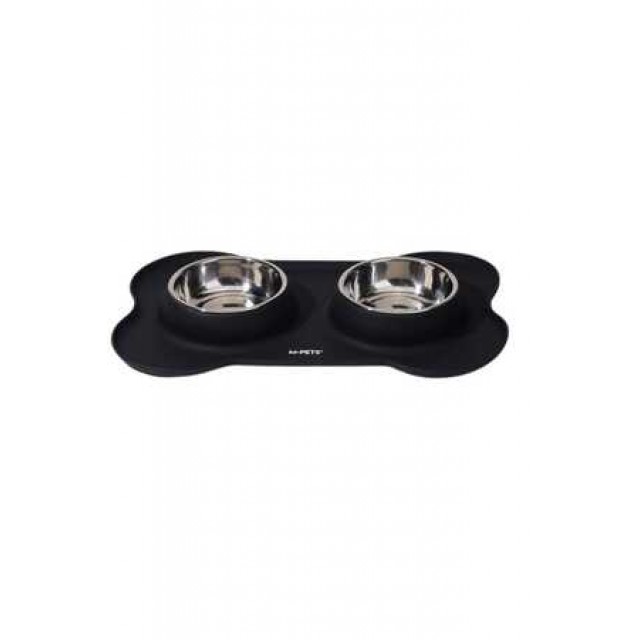 M-Pets Düet Silicone Mat Mama Kabı Black 2x200ml
