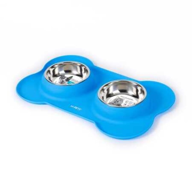 M-Pets Duet Silicone Mat Mama Kabı Blue 2x400ml