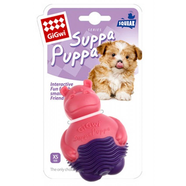 Gigwi Suppa Puppa Hipopotam Pembe Mor Köpek Oyuncağı