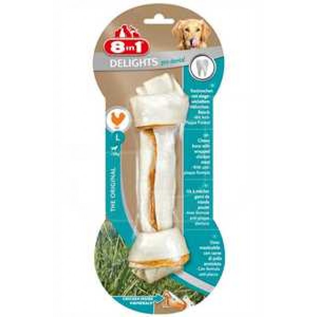 8in1 Delights Pro Dental Köpekler için Tavuklu Ağız Bakım Kemiği (L) 85gr