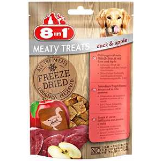 8in1 Meaty Treats Ördekli ve Elmalı Kurutulmuş Tahılsız Köpek Ödül Maması 50gr