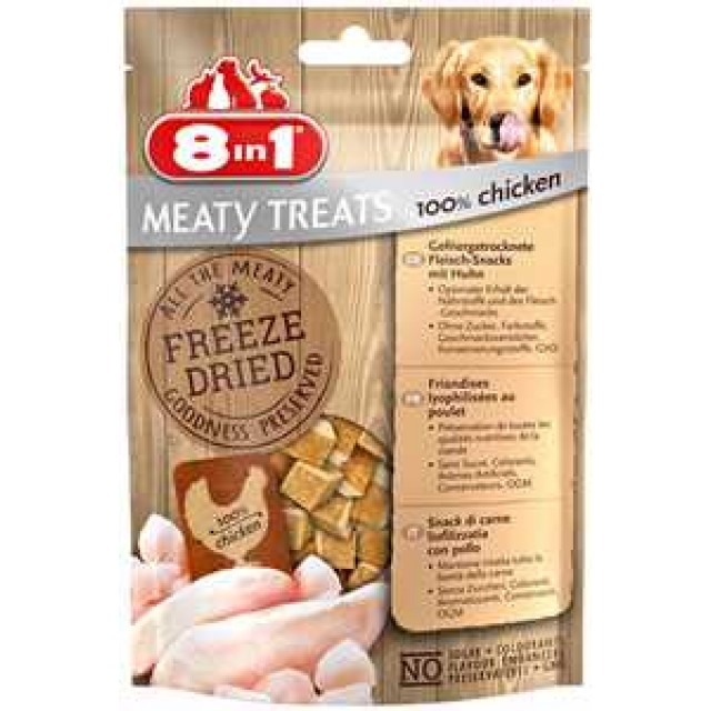 8in1 Meaty Treats Tavuklu Kurutulmuş Tahılsız Köpek Ödül Maması 50gr