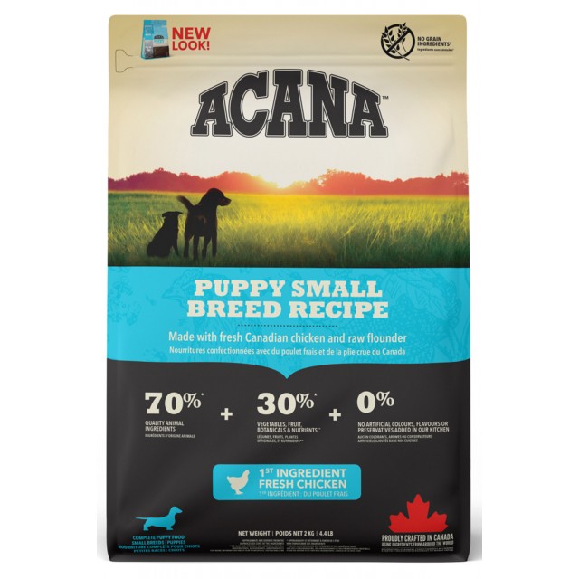 Acana Puppy Small Breed Tahılsız Tavuk ve Balıklı Küçük Irk Yavru Köpek Maması 2kg