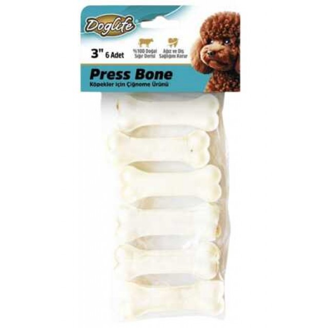 Doglife Press Köpek Ödül Kemiği Beyaz 20gr/ad 6lı